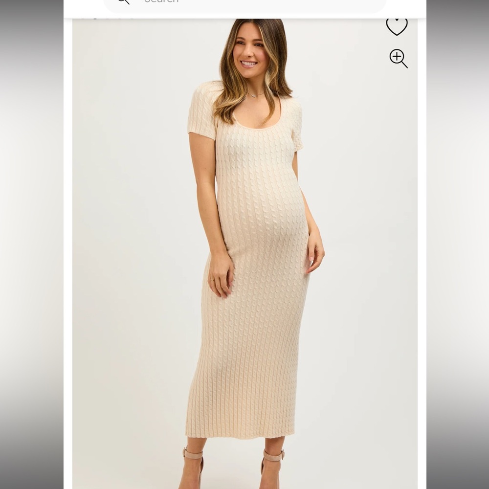 Pink blush cable knit maternity dress